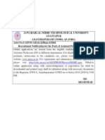 Notification JNTU Anantapur Assistant Professor Posts PDF