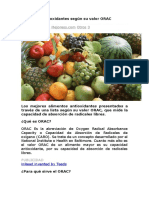 Alimentos Antioxidantes Según Su Valor ORAC