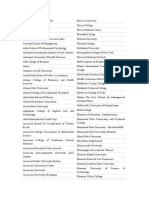 List of WES Mandatory Universities