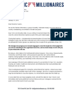 Patriotic Millionaires Letter To Cuomo Calling For Closure of Carried Interest Loophole in The Budget (January 15 2018)