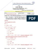 Answer ALL of The Following Questions (2 Points Each) .: Solution: Taylor Equation For Tool Life