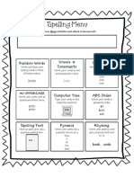 Spelling Menu Template