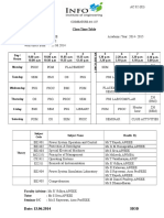 Class Time Table: Date: 13.06.2014 HOD