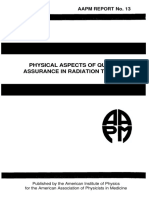 AAPM Report No. 13 Physical Aspects of Quality Assurance in Radiation Therapy