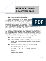 Décision DCC 18-001 Du 18 Janvier 2018 de La Cour Constitutionnelle Sur Le Retrait Du Droit de Grève