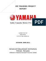 India Yamaha Motor Pvt. LTD.: Summer Training Project