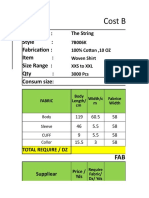 Costing Sheet For Woven Shirt