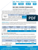 Programme Des Cours D'anglais