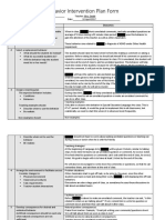 Behavior Intervention Plan Form