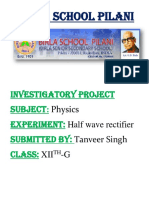 Birla School Pilani: Investigatory Project Subject: Experiment: Submitted By: Class