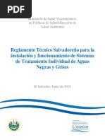 Reglamento Tecnico Salvadoreño para La Instalacion y Funcionamiento de Sistemas de Tratamiento Individual de Aguas Negras y Grises