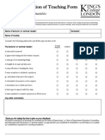 Student Evaluation of Teaching Form: Faculty of Arts & Humanities