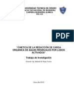 Cinetica de La Reducción de Carga Organica de Aguas Residuales Por Lodos Activados