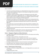 Oral Examination Questionaire For Certiicate of Competency Masters and Chief Mates On Ships of 500 Gross Tonnage or More