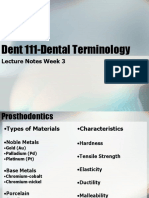 Dent 111-Dental Terminology: Lecture Notes Week 3