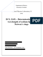 Determination of The Wavelength of The Sodium Light by Newton Rings