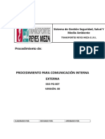 SSO-PG-007 Procedimiento de Comunicacion Interna Externa