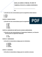 Evaluación Integral Fórmulas Nomenclatura Inorgánica Soluciones 5TOB