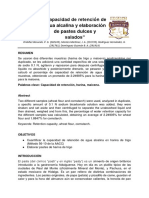 Capacidad de Retención de Agua Alcalina y Elaboración de Pastes Dulces y Salados