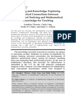 Noticing and Knowledge: Exploring Theoretical Connections Between Professional Noticing and Mathematical Knowledge For Teaching