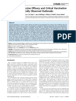 Estimation of Vaccine Efficacy and Critical Vaccination Coverage in Partially Observed Outbreaks