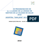 Programacion de Actividades de Unidad de Gestion de La Calidad 2018