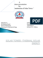 A Seminar Presentation On "Design and Construction of Solar Tower ''