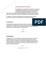 Clasificación de Las Expresiones Algebraicas