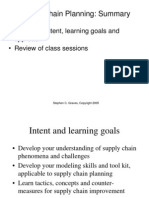 Supply Chain Planning: Summary: - Review of Intent, Learning Goals and Approach - Review of Class Sessions