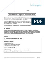 TESOL Pre Interview Language Awareness Task 2016