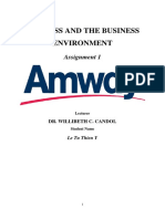 BUSINESS AND THE BUSINESS ENVIRONMENT AMWAY - Le Tu Thien Y