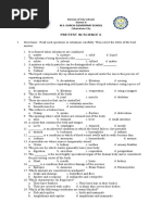 Pre-Test in Science 6: M.S. Garcia Elementary School