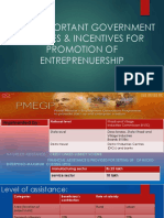 Some Important Government Schemes & Incentives For Promotion of Entreprenuership