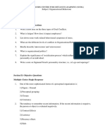 Sample Questions Organisational Behaviour