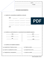 Atividade de Matematica 2º Ou 3º Ano