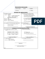 Application For Leave: Details of Action On Application