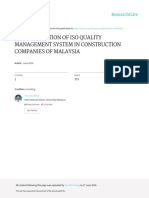 Implementation of Iso Quality Management System in Construction Companies of Malaysia