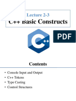 Lecture 2-3: C++ Basic Constructs