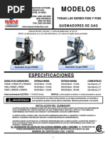 Manual P250AF, P265F Gas Powered Burners Spanish PDF