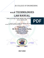 WebTechnologies Lab Manual Prepared by M. Murali Mohan Reddy