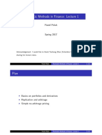 Stochastic Methods in Finance: Lecture 1: Pawel Polak