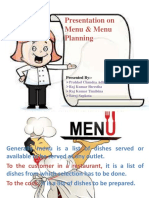 Presentation On Menu & Menu Planning: Presented By