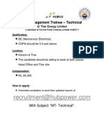 HUBCO Management Trainee Technical