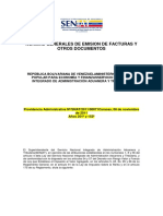 Providencia Administrativa 0071 Normas Generales de Emision de Facturas y Otros Documentos