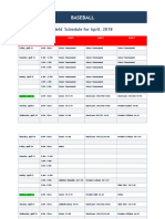 Baseball: Field Schedule For April, 2018