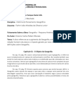 Fichamento - Geografia, Pequena História Crítica (OK)