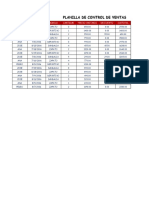 Planilla de Control de Ventas: Vendedor Fecha Modelo Cantidad Precio Unitario Descuento Subtotal