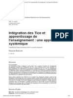 Intégration Des Tice Et Apprentissage de L'enseignement - Une Approche Systémique