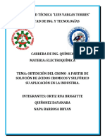 Obtención Del Cromo A Partir de Solución de Ácidos Cromicos y Sulfúrico Su Aplicación en La Industria