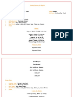 Weekly Planning For English: Sung To "Twinkle, Twinkle, Little Star"